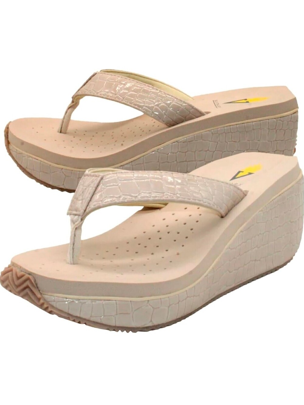 Women's Volitile Frappachino Genuine Leather Wedge Thong Sandals 8.5